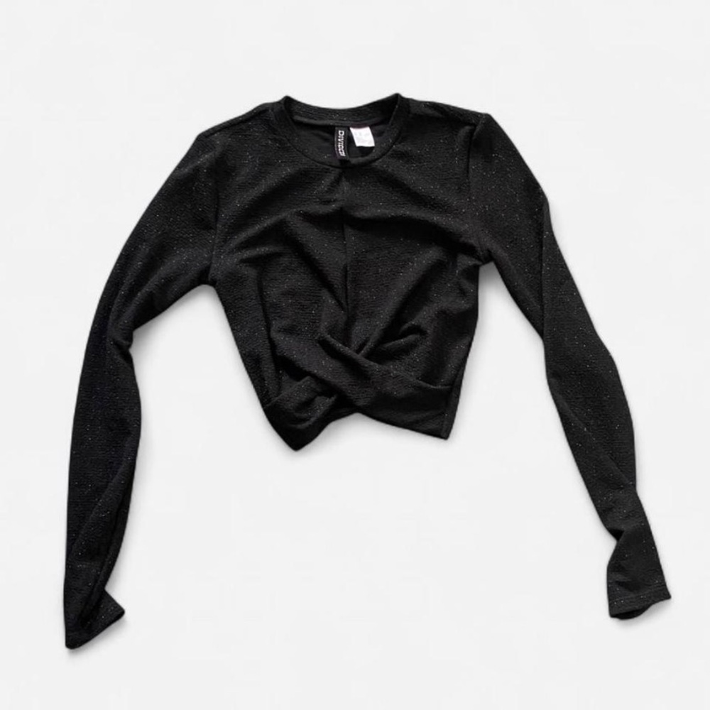 H&M Black Long Sleeve Twist Front Top